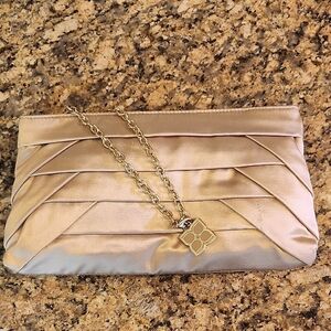 BCBGMaxAzria Blush Pleated Clutch with Gold Chain